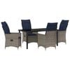 vidaXL Tafel en stoelen set 5 st Grijs PE Rattan
