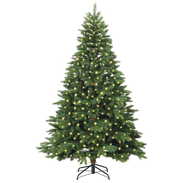 vidaXL Kunstkerstboom met 300 LED met standaard Groen 210 cm PE en PVC
