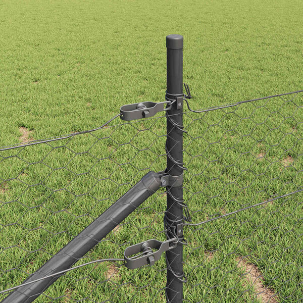 vidaXL Afrasteringspaal Grijs 25 x 1 m (36 mm gaas) Staal