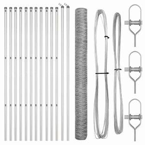 vidaXL zeshoekig gaashek met grondbevestiging 25 x 1,6 m zilver Mesh
