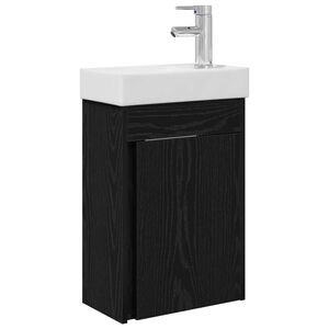 vidaXL Badkamermeubel met kraan Zwart eiken 40,5 x 22,5 x 62 cm