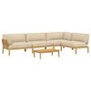 vidaXL Bankstel met kussen Effen 5 pcs Beige Massief Acaciahout