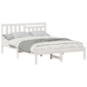 vidaXL Bedframe met hoofdeinde Wit 120 x 190 cm Massief grenenhout