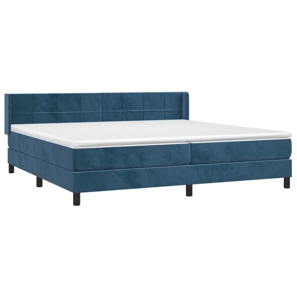 vidaXL Boxspring met matras fluweel donkerblauw 200x200 cm