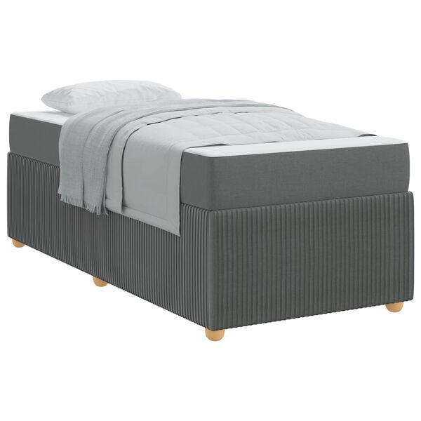 vidaXL Bedframe met matras Donkergrijs 100 x 200 cm Stof