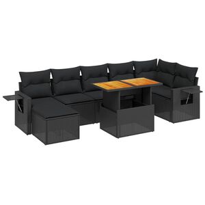 vidaXL 5-delige Loungeset met kussens poly rattan acacia grijs