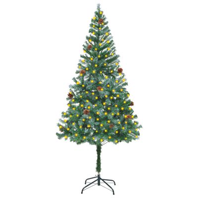 vidaXL Kunstkerstboom met verlichting en dennenappels 180 cm