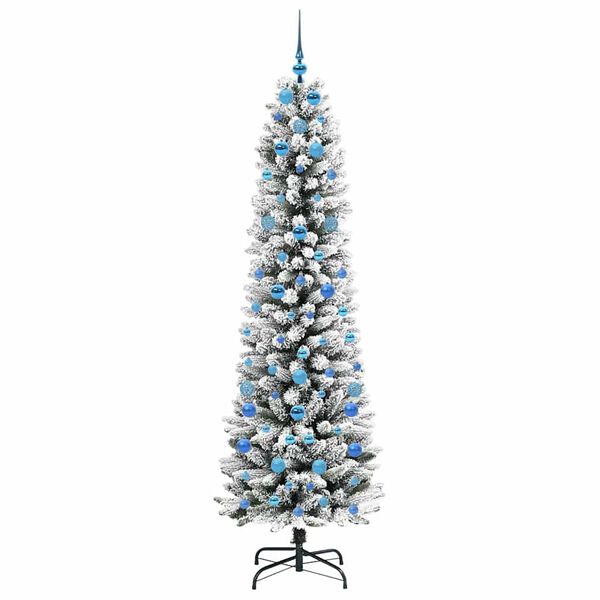 vidaXL Kunstkerstboom met 300 LED Wit 210 cm PVC en Metaal en Plastic