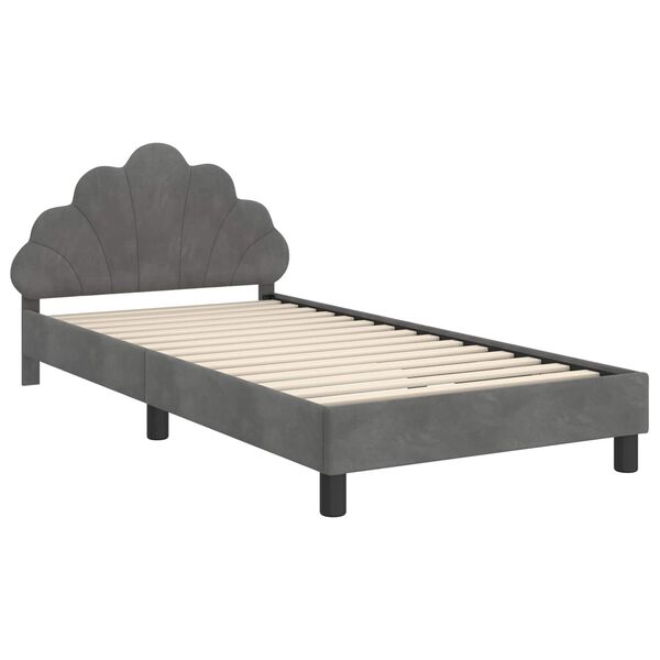 vidaXL Bedframe voor kinderen met hoofdbord Donkergrijs 90 x 190 cm