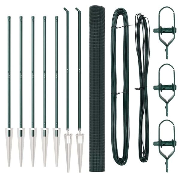 vidaXL Afrasteringspaal Groen 10 x 1,6 m (25 x 25 mm gaas)