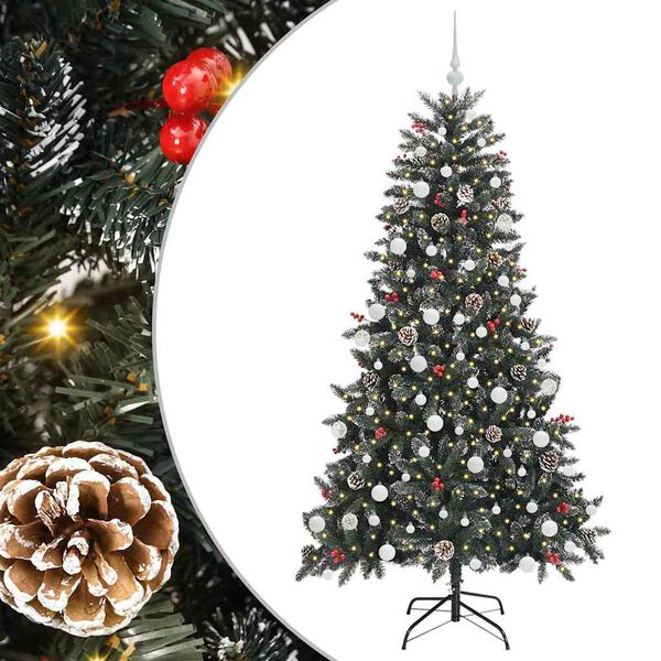 vidaXL Kunstkerstboom met 300 LED Groen 180 cm PVC en Plastic en Staal