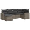 vidaXL 6-delige Loungeset met kussens poly rattan grijs