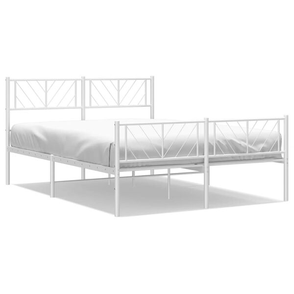 vidaXL Bedframe met hoofd- en voeteneinde metaal wit 160x200 cm