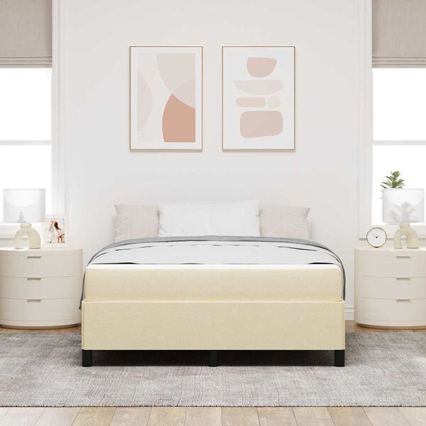 vidaXL Boxspringbed met matras Cr&egrave;me 140 x 190 cm Stof