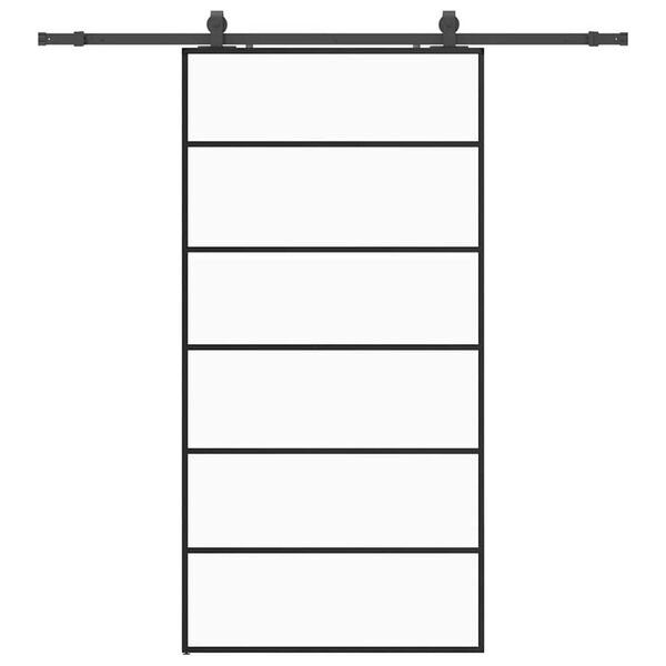 vidaXL Schuifdeur met beslagset 102x205 cm ESG glas zwart