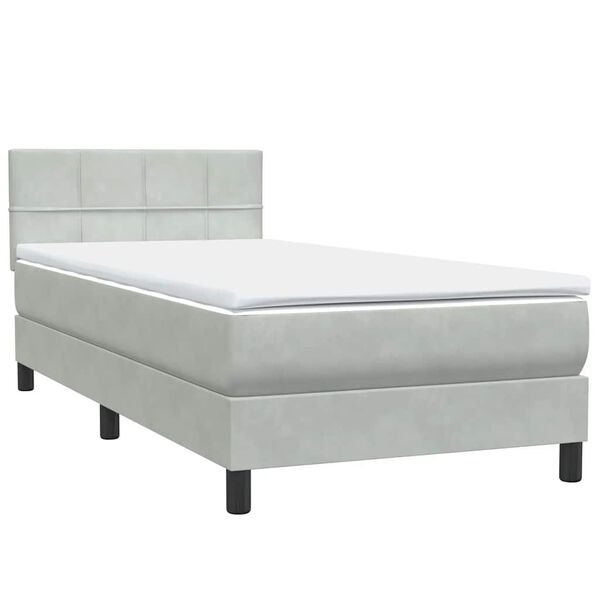 vidaXL Boxspring met matras fluweel lichtgrijs 80x210 cm