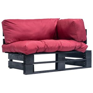 vidaXL Tuinbank pallet met rode kussens grenenhout