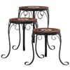 vidaXL Plantenstandaards 3 st keramiek terracottakleurig en wit