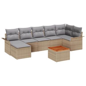 vidaXL Tuinbankenset met opslag 8 pcs Beige en Licht Grijs poly rattan