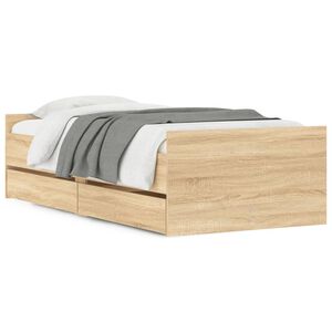 vidaXL Bedframe sonoma eikenkleurig 75x190 cm Small Single