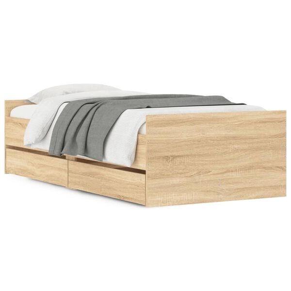 vidaXL Bedframe sonoma eikenkleurig 75x190 cm Small Single