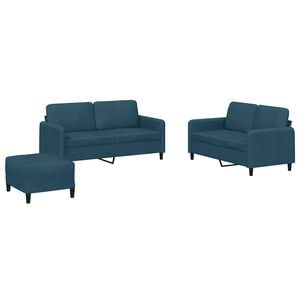VidaXL 3-delige Loungeset fluweel blauw