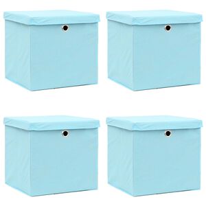 vidaXL Opbergboxen met deksel 4 st 32x32x32 cm stof babyblauw