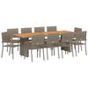vidaXL Tuin eettafelset 11 pcs Grijs poly rattan