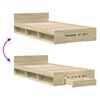 vidaXL Bedframe met lade bewerkt hout sonoma eikenkleurig 75x190 cm