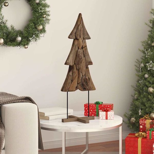 vidaXL Kerstboom met standaard Bruin 90 cm Massief teakhout