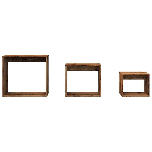 vidaXL 3-delige Tafeltjesset bewerkt hout oud houtkleurig