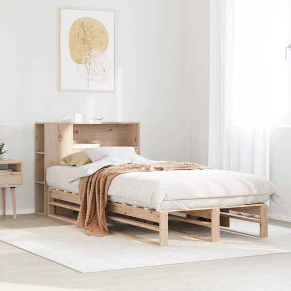 vidaXL Bed met boekenkast zonder matras massief hout 90x200 cm