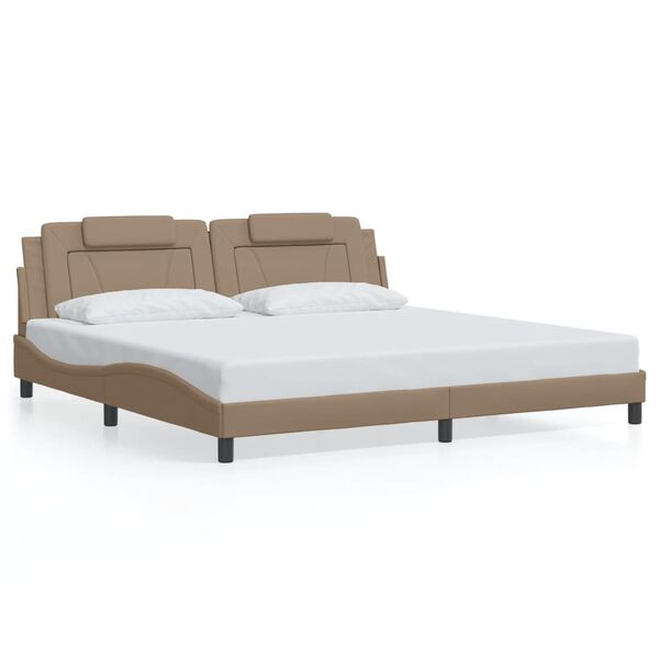 vidaXL Bedframe "Viana" zonder matras kunstleer cappuccinokleurig 200x200 cm
