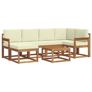 vidaXL Buiten bankenset met kussen 7 pcs Natuurlijk en Cr&egrave;me