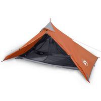 vidaXL Tent 1-persoons 255x153x130 cm 185T taft grijs en oranje