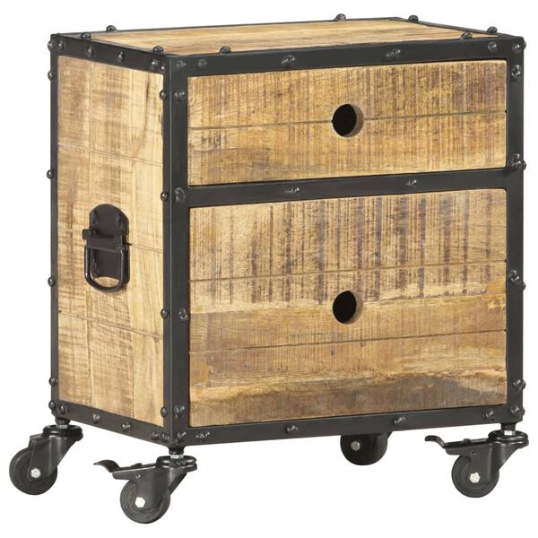 vidaXL Nachtkastje 40x30x50 cm ruw mangohout