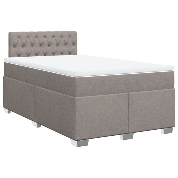 vidaXL Boxspring met matras stof taupe 120x200 cm