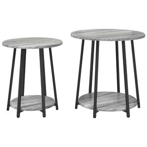 vidaXL Bijzettafelset 2 st Grijs Sonoma en Zwart 50 x 50 x 51 cm