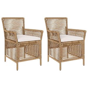 vidaXL Buitenstoel met kussen 2 pcs Beige en Cr&egrave;me poly rattan