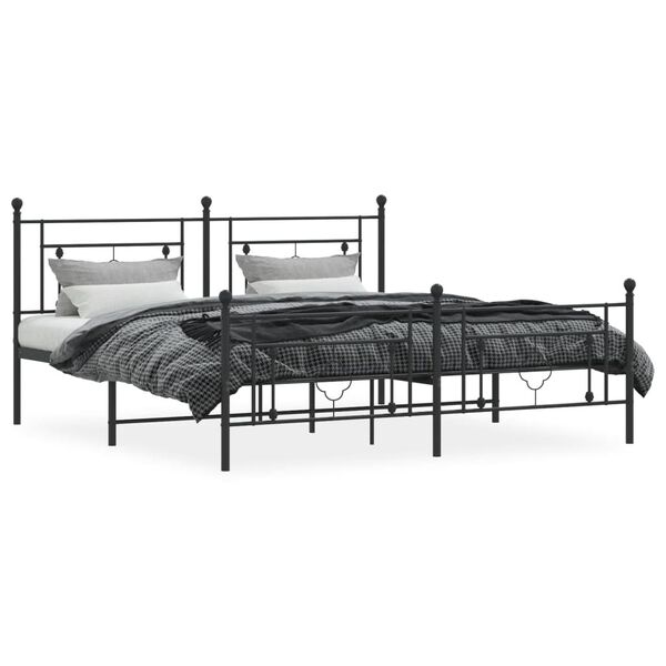 vidaXL Bedframe met hoofd- en voeteneinde metaal zwart 183x213 cm