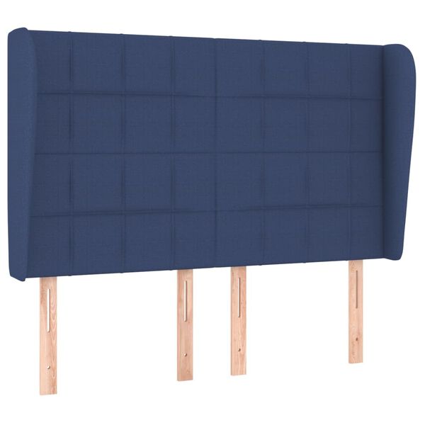 vidaXL Hoofdbord met randen 147x23x118/128 cm stof blauw