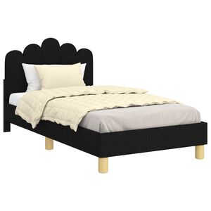 vidaXL Bedframe voor kinderen met hoofdbord Zwart 80 x 160 cm Stof
