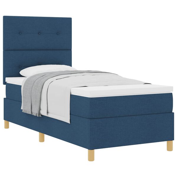 vidaXL Boxspringbed met matras met hoofdeinde Blauw 90 x 190 cm Stof