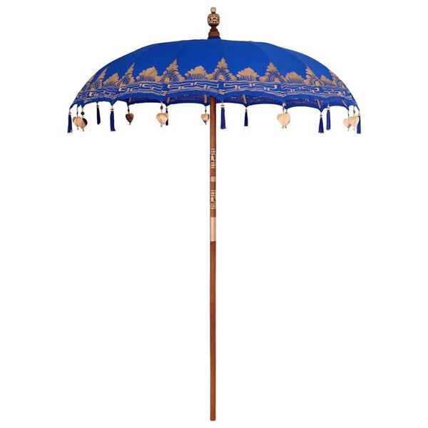 vidaXL Balinese Parasol 260 Blauw 180-190 cm Katoen en massief hout