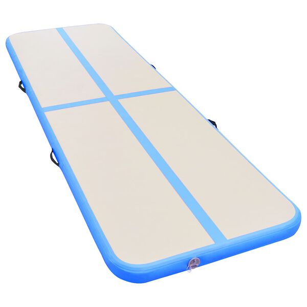 vidaXL Gymnastiekmat met pomp opblaasbaar 400x100x10 cm PVC blauw