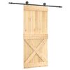 vidaXL Schuifdeur Naturel en Zwart 90 x 210 cm Massief Grenenhout