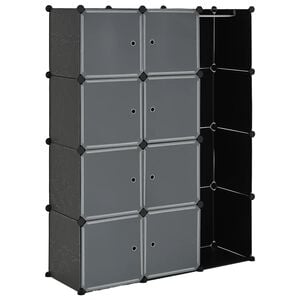 vidaXL Kast met 9 vakken modulair 109x36,5x143 cm zwart en wit