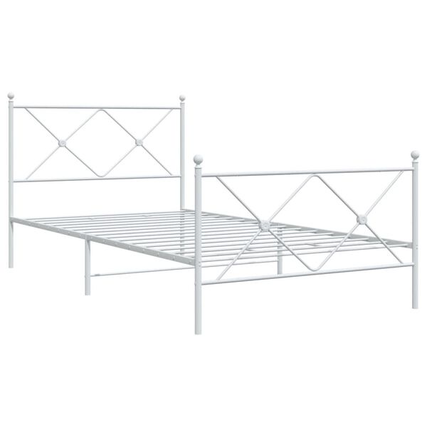 vidaXL Bedframe met hoofd- en voeteneinde metaal wit 107x203 cm