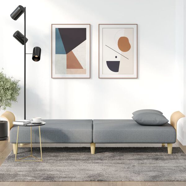 vidaXL Slaapbank met armleuningen stof lichtgrijs