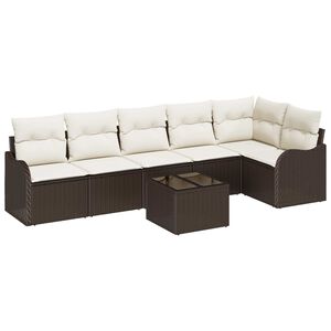 vidaXL Tuin Sofa Set met opslag 7 pcs Grijs poly rattan